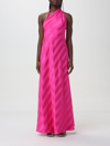 Emporio Armani Striped Satin Halter Gown In Multicolor