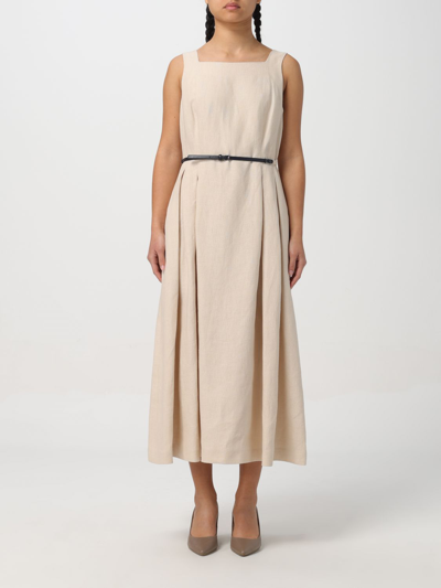 's Max Mara Cipro Linen Sleeveless Midi Dress In Beige