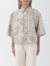 Brunello Cucinelli Floral-print Linen Shirt In Natural
