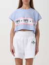 Chiara Ferragni Maxi Logomania Cropped T-shirt In Blue