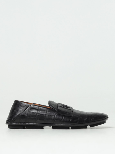 Dolce & Gabbana Crocodile Embossed Loafers In Black