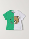 Moschino Baby Green & White Cotton Teddy Bear Baby T-shirt