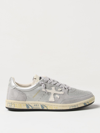 Premiata Leather Sneakers With Rubber Sole In Grey