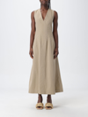 Bottega Veneta Open-back Compact Cotton Dress In Sand