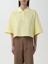 Bottega Veneta Cropped Cotton Polo Shirt In Yellow