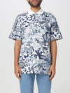 Just Cavalli Floral-print Cotton Polo Shirt In Blue