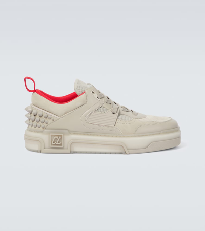 Christian Louboutin Astroloubi Leather And Suede Sneakers In White