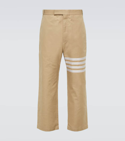Thom Browne 4-bar Cotton Straight-leg Trousers In Beige