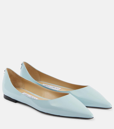 Jimmy Choo Love Patent Leather Ballet Flats In Blue