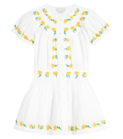 Stella Mccartney Kids' Floral Linen And Cotton Dress In White