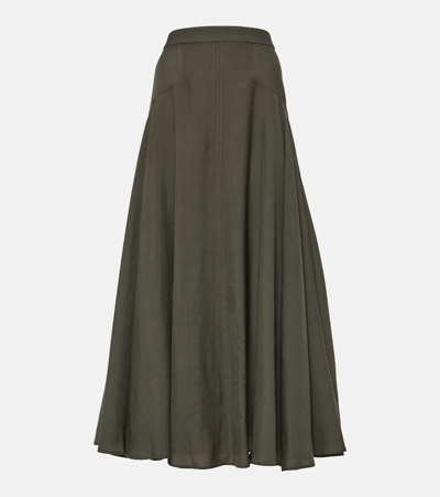 Loro Piana Flavia Wool Maxi Skirt In Green