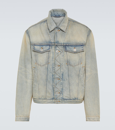 Kenzo Drawn Varsity Embroidered Denim Jacket In Stone Bl Dirty Blue Denim