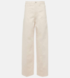Totême Pleated High-rise Wide-leg Organic Jeans In White