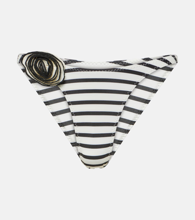 Same Rose 90s Striped Bikini Bottoms In Cream Black Stripe