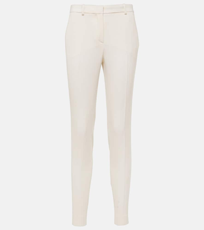 Versace High-rise Wool Slim Trousers In White