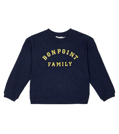 Bonpoint Kids' Tonino Cotton Fleece Sweatshirt In Indigo