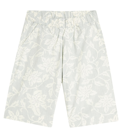 Bonpoint Kids' Conway Printed Cotton Shorts In Fl Vert Celadon