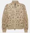 Brunello Cucinelli Lace Stitch Knitted Zip-up Cardigan In Camel Chiaro