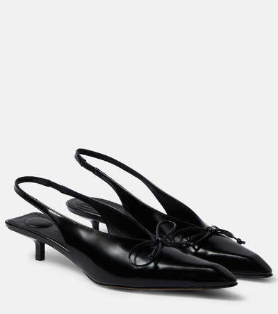 Jacquemus Cubisto Bow-detailed Leather Slingback Pumps In Black