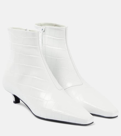 Totême + Net Sustain The Croco Slim Croc-effect Leather Ankle Boots In White 