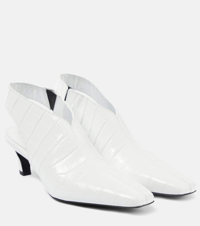 Totême + Net Sustain The Croco Slim Croc-effect Leather Ankle Boots In White