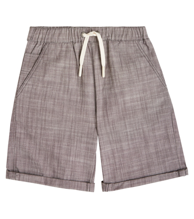 Bonpoint Kids' Conway Cotton Chambray Shorts In Slate Gray