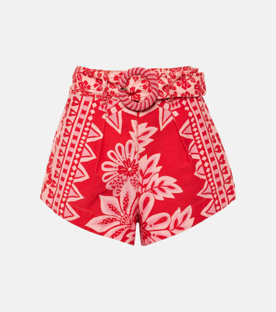 Farm Rio Flora Floral Cotton Shorts In Flora Tapestry Red