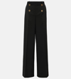 Versace High-rise Wool-blend Wide-leg Pants In Black