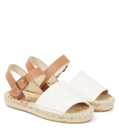 Bonpoint Kids' Fava Leather-trimmed Espadrilles In Ecru