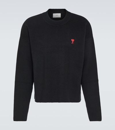 Ami Alexandre Mattiussi Ami De Caur Cotton-blend Sweater In Black