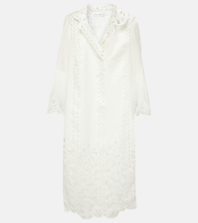Oscar De La Renta Floral Trellis Guipure Lace-trimmed Tunic In White