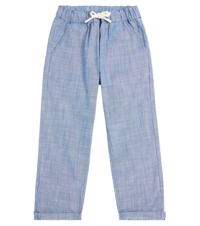 Bonpoint Kids' Connell Cotton Chambray Straight Pants In Blue