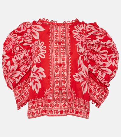 Farm Rio Flora Tapestry Red Blouse