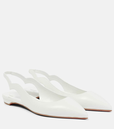 Christian Louboutin Hot Chickita Leather Slingback Ballet Flats In Bianco/lin Bianco