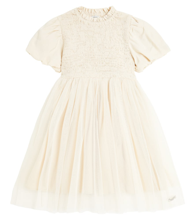Donsje Kids' Ambre Tulle-trimmed Dress In Warm White