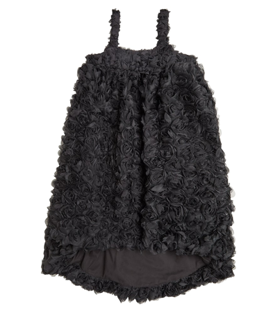 Caroline Bosmans Kids' Floral-appliqué Tulle Dress In Black