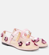 Mach&mach Mesh Flowers Ballerina Shoes In Black