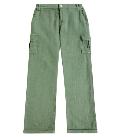 Tartine Et Chocolat Kids' Cotton And Linen Cargo Pants In Green