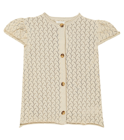 Donsje Kids' June Cable-knit Cotton Cardigan In Lavender Brown