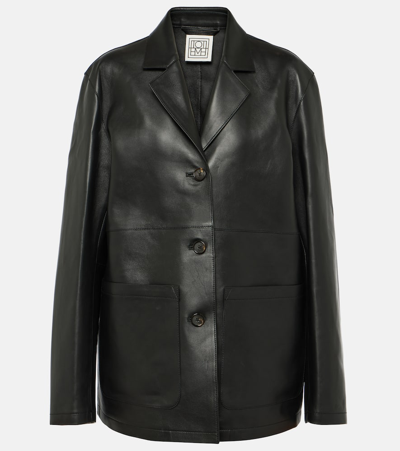Totême Leather Jacket In 001 Black
