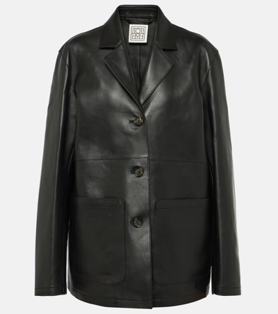 Totême Leather Jacket In Black