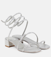René Caovilla Cleo 105 Embellished Sandals In Grey/ C Silver Shade