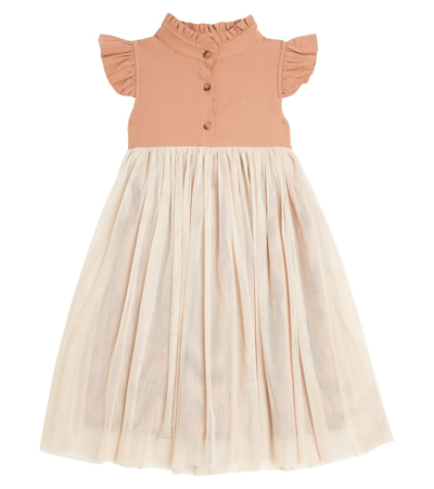 Donsje Kids' Wavel Pleated Dress In Rust