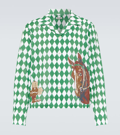 Bode Jockey Printed Cotton Shirt In Green Multi