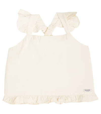 Donsje Kids' Blaze Ruffled Cotton Top In Warm White