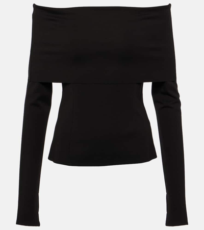 Dorothee Schumacher Off-shoulder Top In  Pure Black