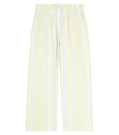 Bonpoint Kids' Aloise Striped Cotton Trousers In Yellow