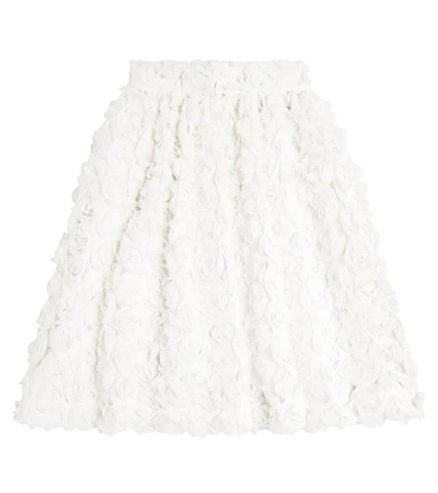 Caroline Bosmans Kids' Floral-appliqué Flared Tulle Skirt In White