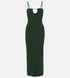 Jacquemus La Robe Sierra Bretelles Knitted Medium-length Dress In Dark Green