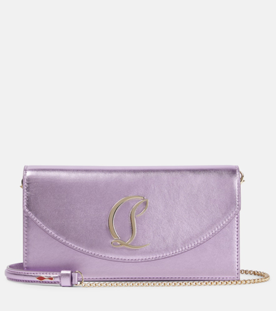 Christian Louboutin Loubi54 Small Logo Leather Clutch In Met Parme